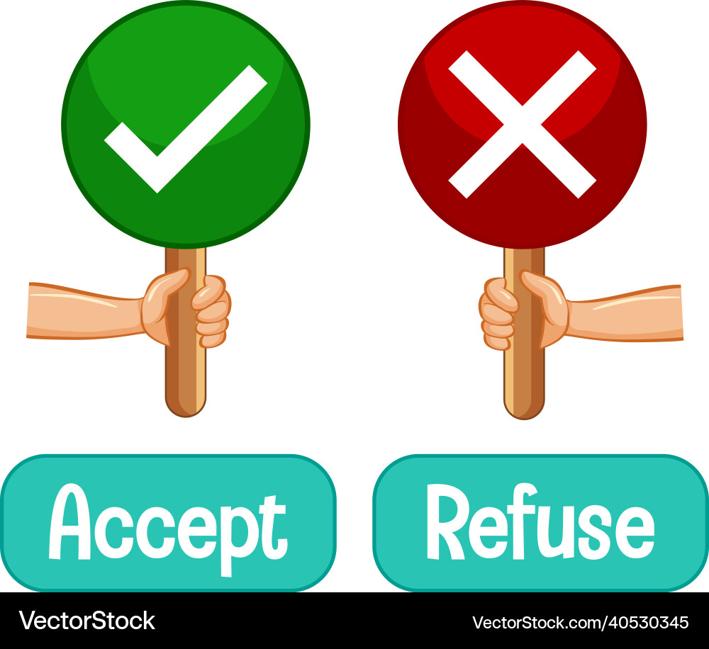 Opposite words with accept and refuse Opposite words with accept and refuse vector image