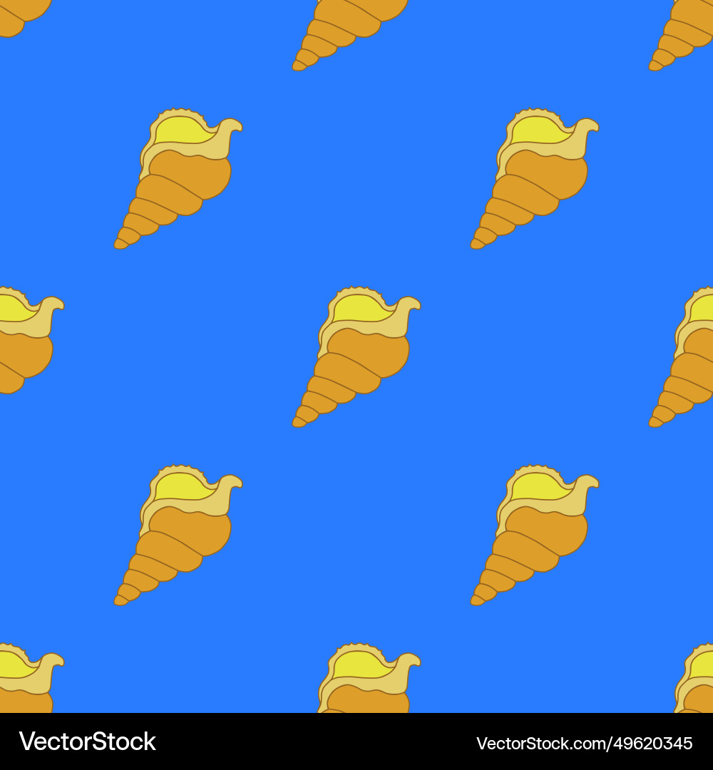 Seashell seamless pattern on the blue background Seashell seamless pattern on the blue background Vector Image