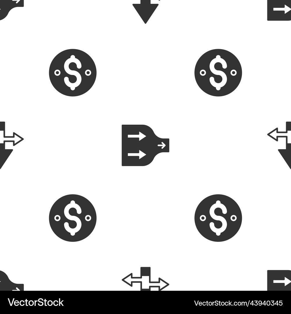 Set arrow and dollar symbol on seamless pattern Set arrow and dollar symbol on seamless pattern Vector Image