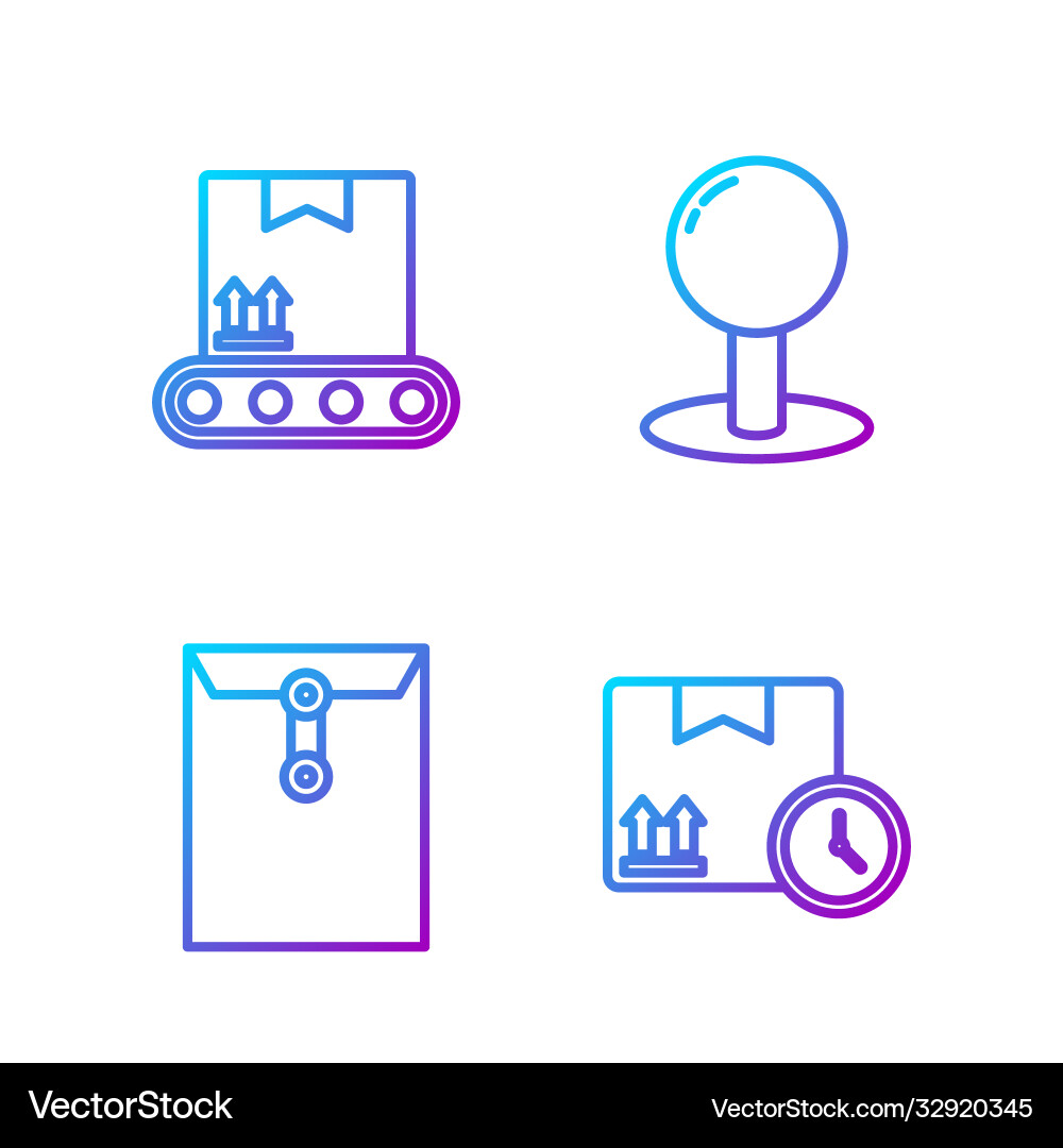 Set line cardboard box and fast time envelope Vector Image