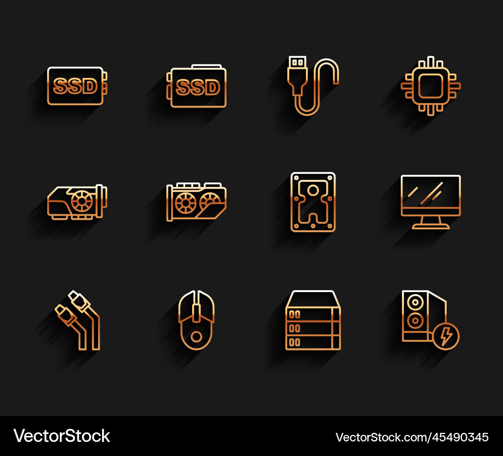 Set line lan cable network internet computer Set line lan cable network internet computer vector image