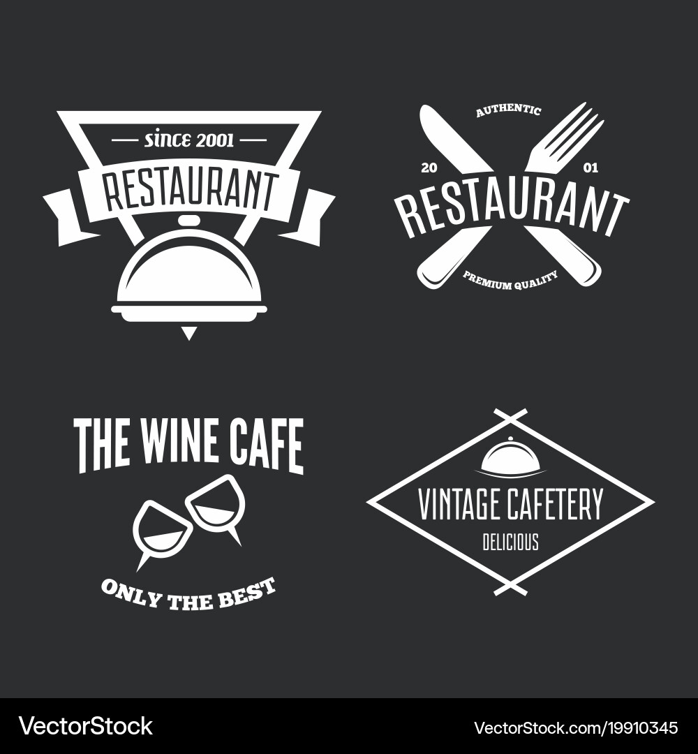 Set of restaurant shop design element in vintage vector image