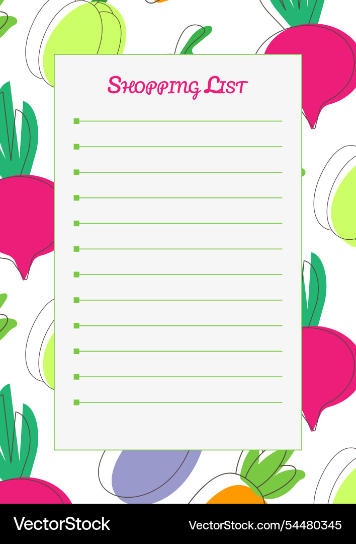Shopping list template with a pattern Vector Image