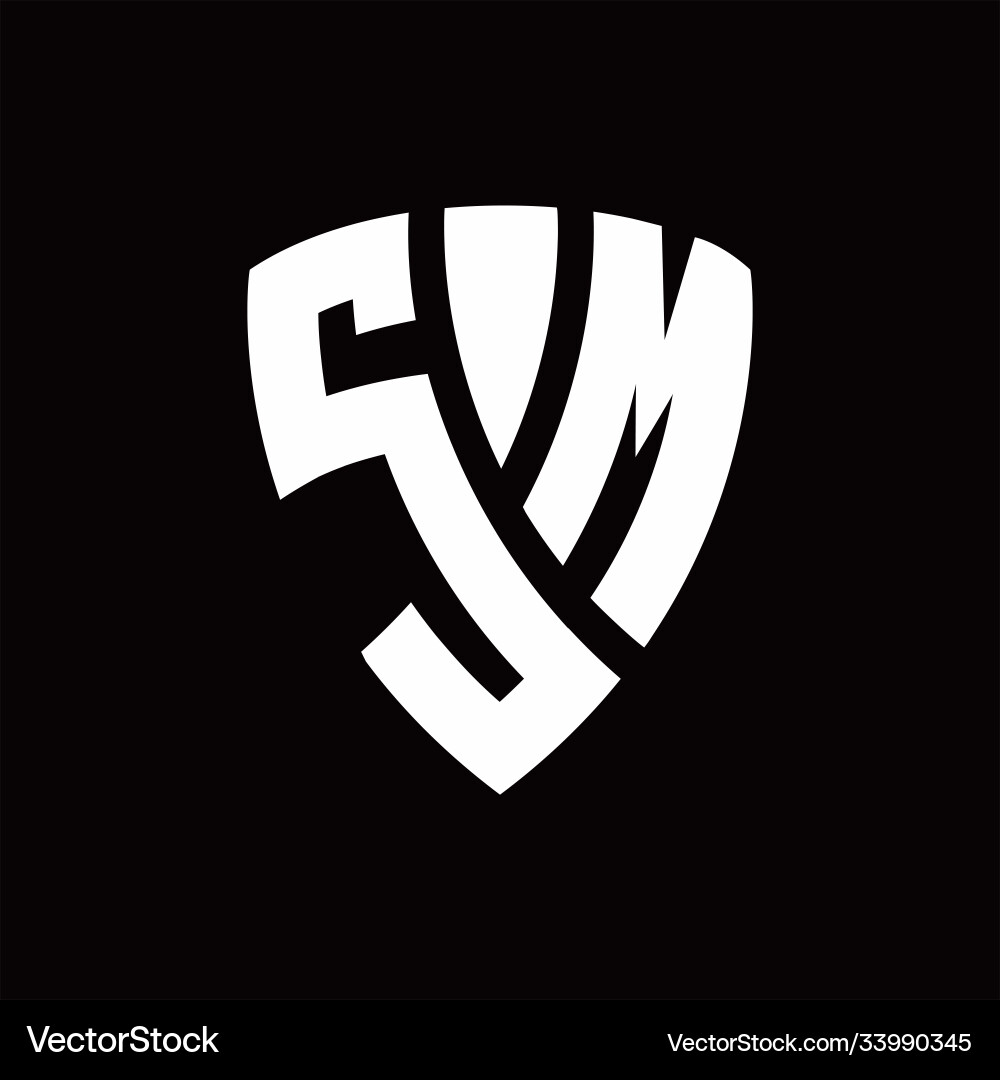 Sm logo monogram with shield elements shape vector image