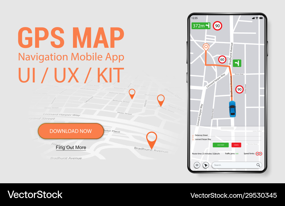 Smartphone GPS Navigation App Screen vector image