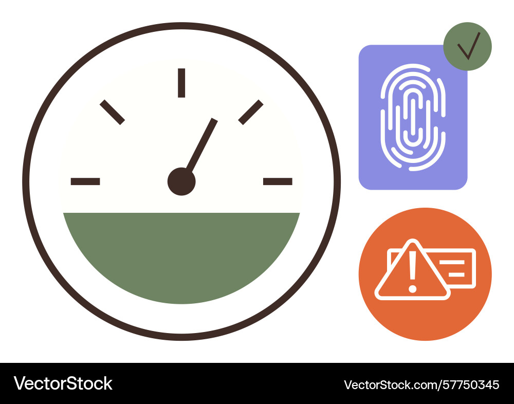 Speedometer with biometric fingerprint and alert Speedometer with biometric fingerprint and alert vector image