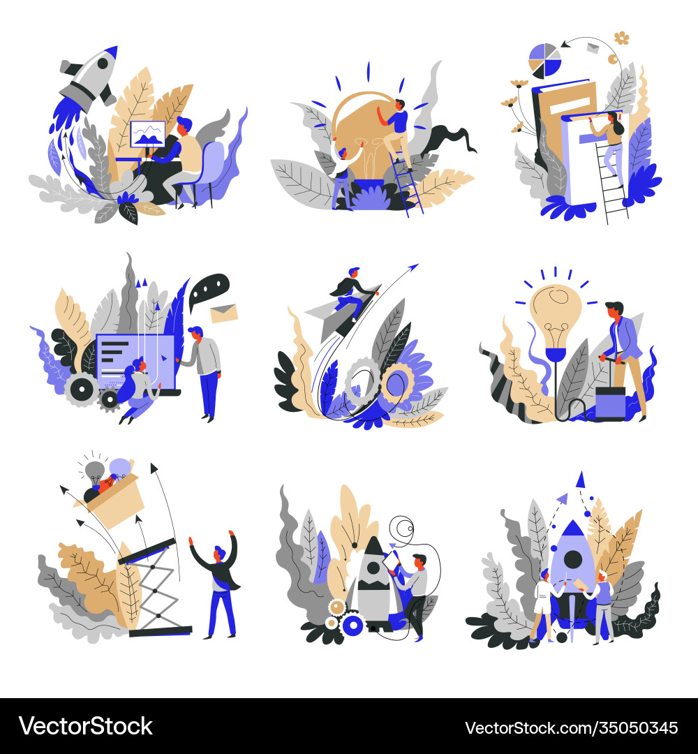 Startup concept isolated abstract icons idea Startup concept isolated abstract icons idea vector image