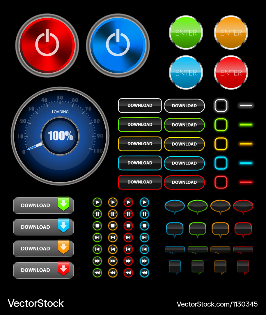 Web Buttons and Icons Collection vector image