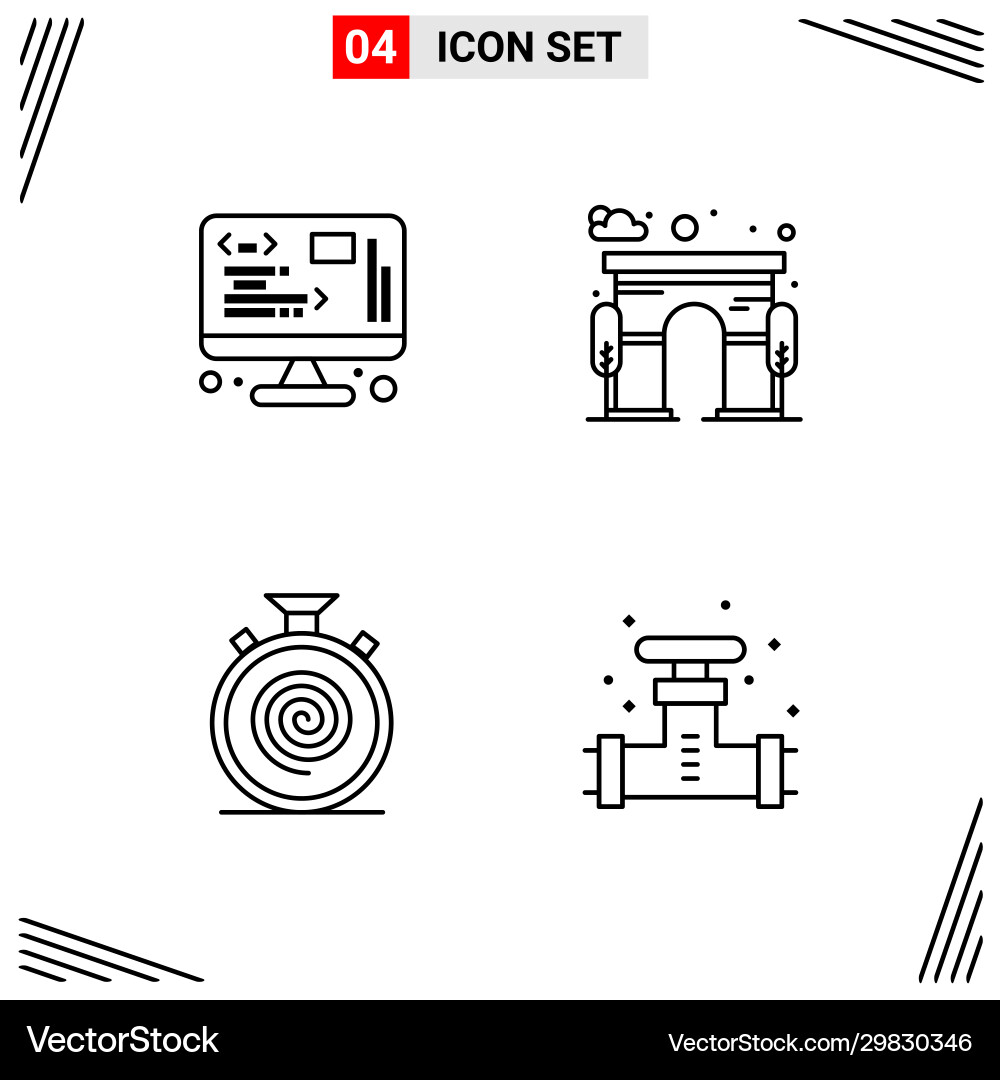 4 icons line style grid based creative outline 4 icons line style grid based creative outline vector image