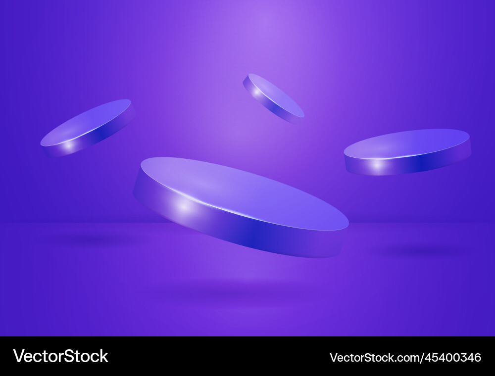 Blue stand purple product podium empty flying Blue stand purple product podium empty flying vector image