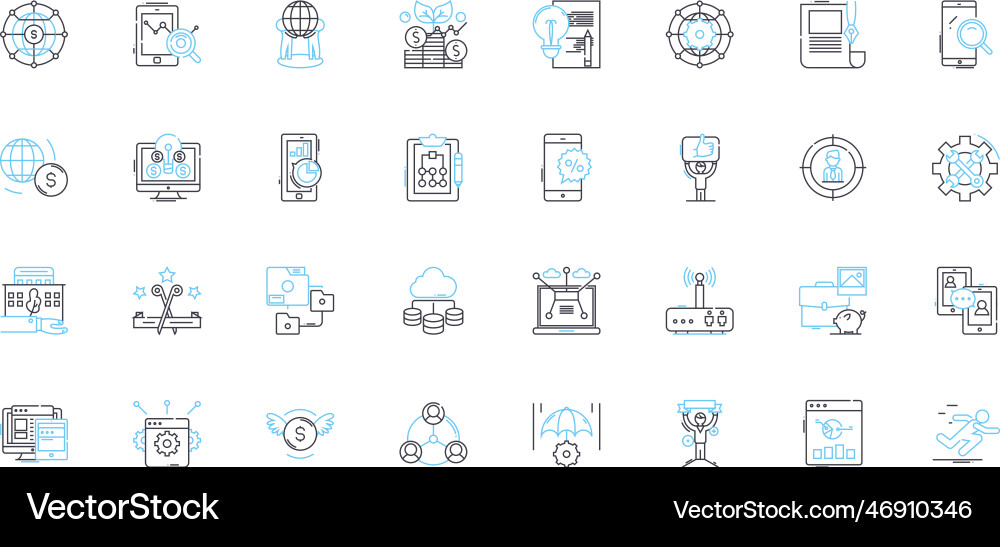 Content analysis linear icons set Content analysis linear icons set vector image