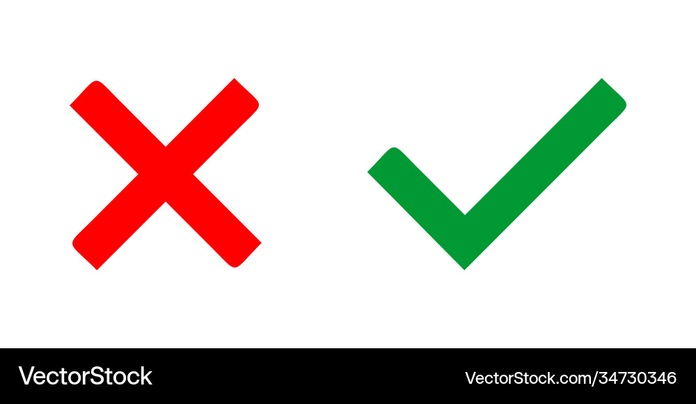 Cross and check mark Cross and check mark vector image