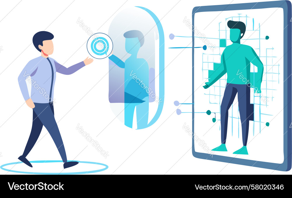 Digital Interaction with Hologram Vector Image