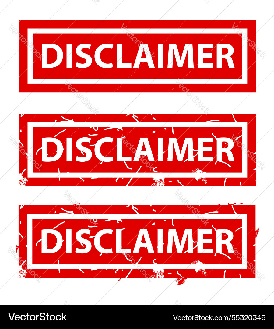 Disclaimer rust dirty red simple rectangle rubber Vector Image