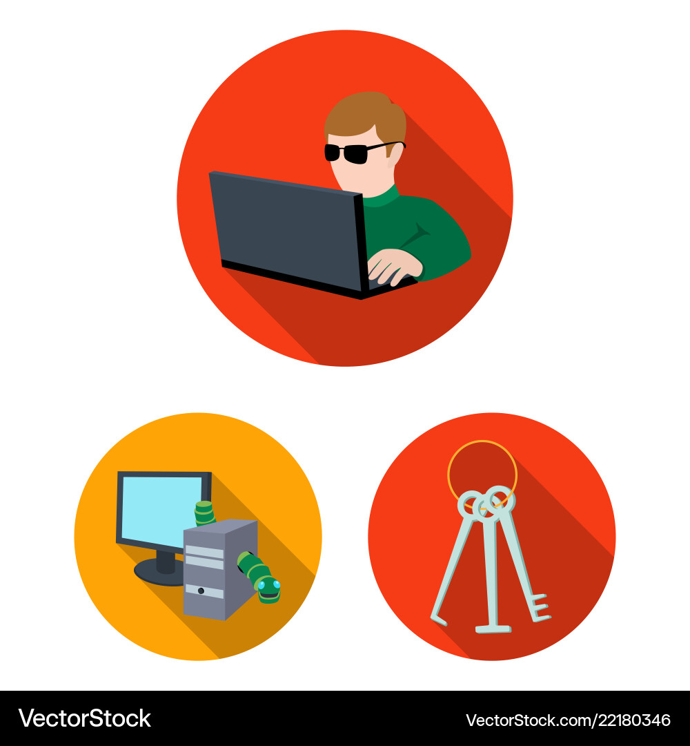 Hacker und Hacking flache Icons in Set-Sammlung vektorbild