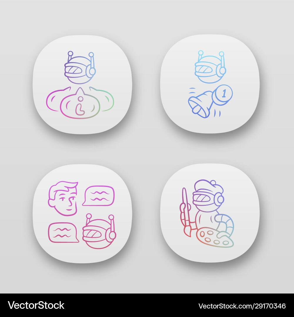 Internet Roboter App-Symbole setzen Chatbot Internet Roboter App-Symbole setzen Chatbot vektorbild