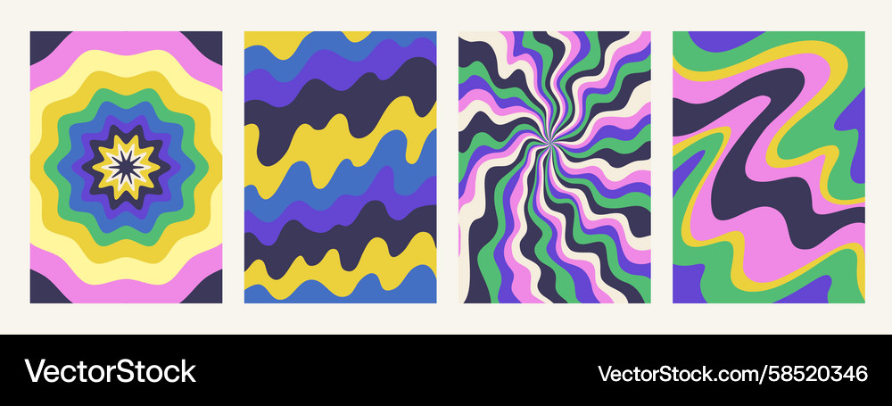 Retro Neon Psychedelic Patterns Vector Image