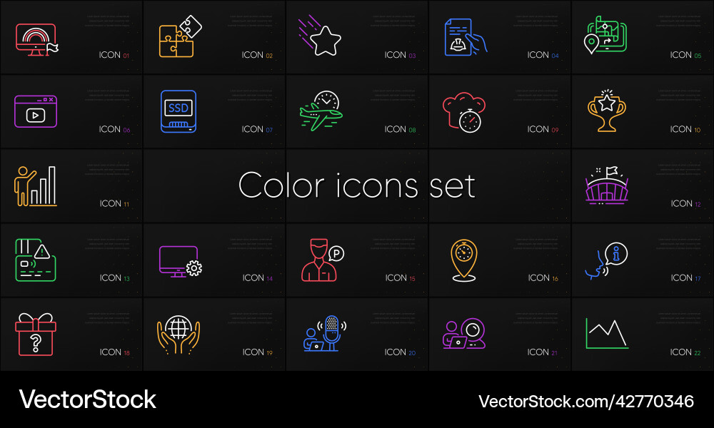 Set of timer line chart and lgbt icons Set of timer line chart and lgbt icons vector image