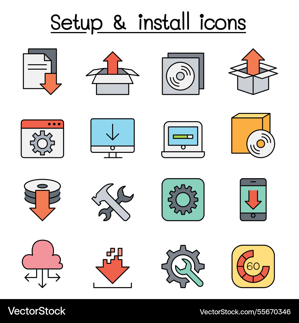 Setup configuration maintenance and installation Setup configuration maintenance and installation vector image