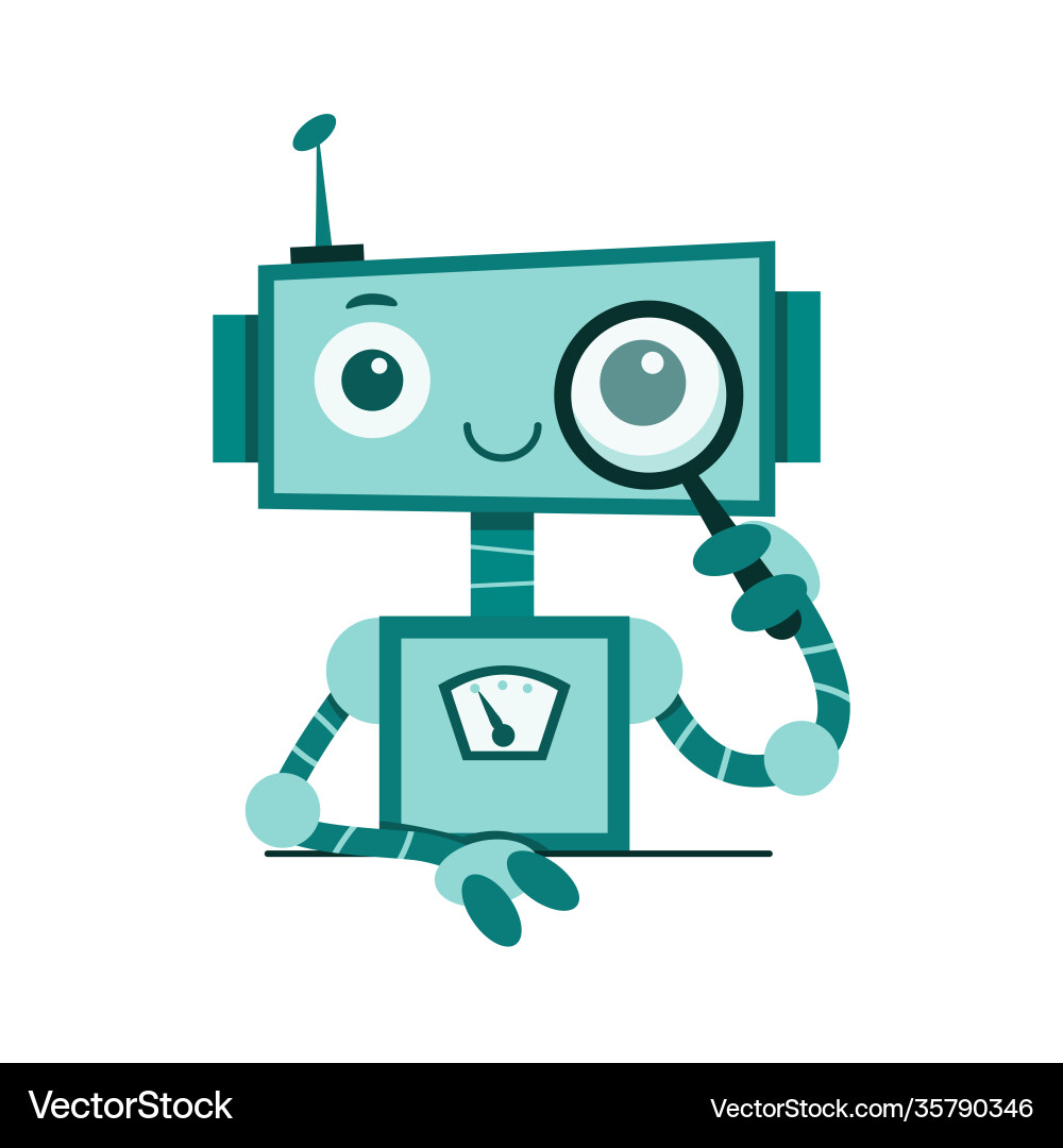 Smiling cute robot chat bot support service Smiling cute robot chat bot support service Vector Image