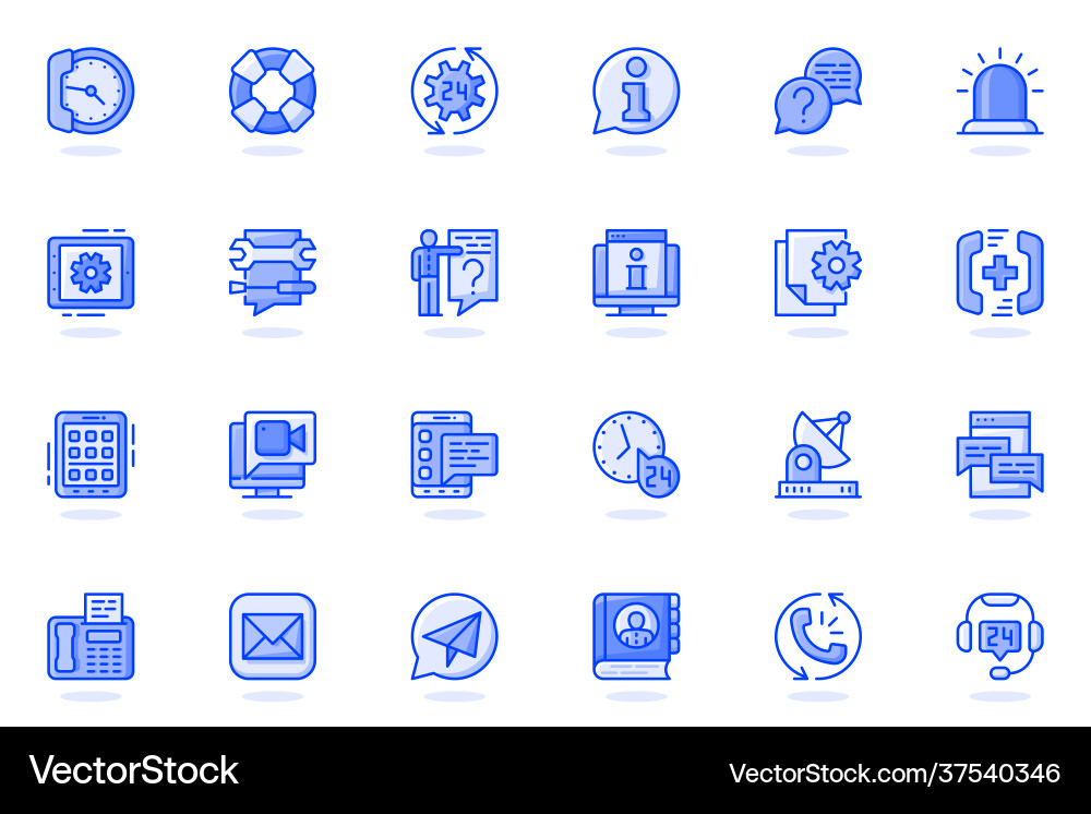 Support services web flat line icon bundle Support services web flat line icon bundle vector image