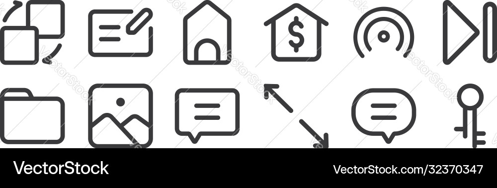 12 set linear interface icons thin outline 12 set linear interface icons thin outline vector image