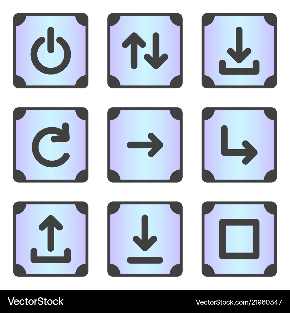 A set of 9 icons for the device menu in frame A set of 9 icons for the device menu in frame vector image