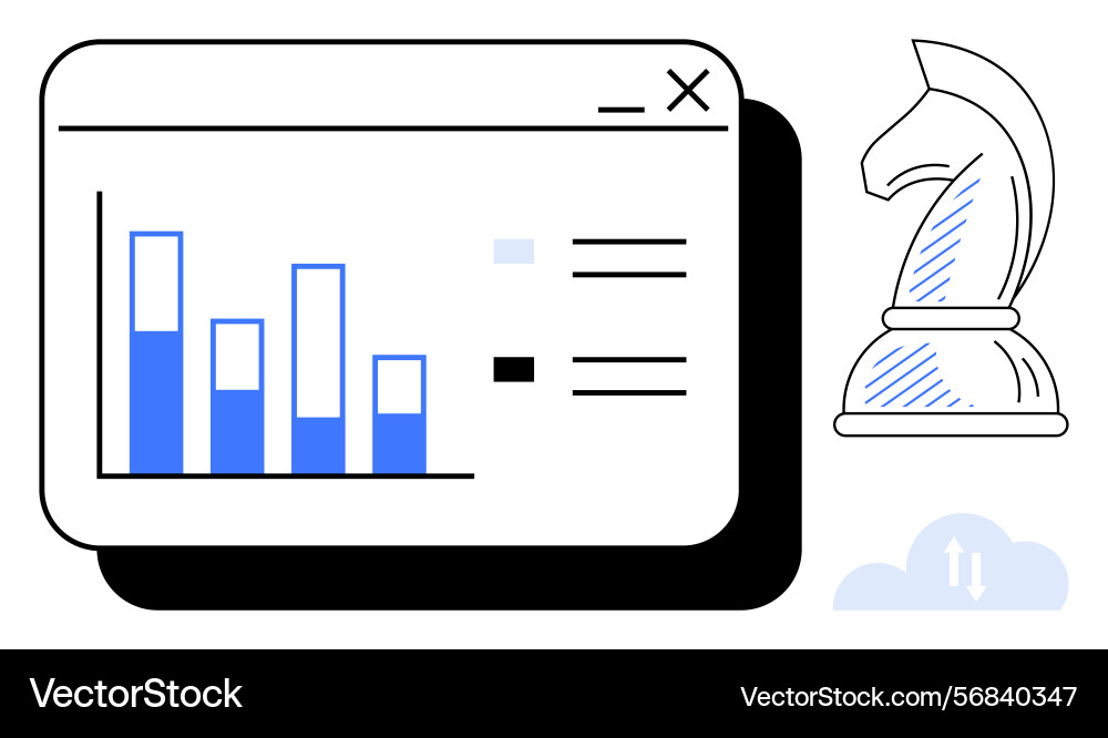 Analytics dashboard with graph and chess knight Vector Image
