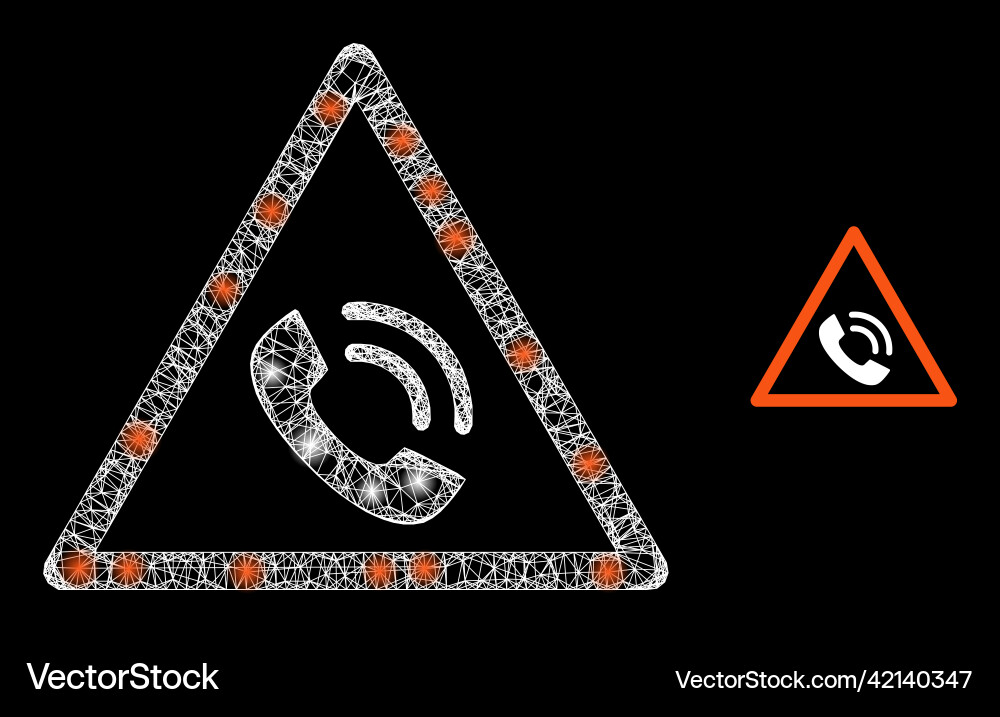 Bright web model phone call warning with colored vector image