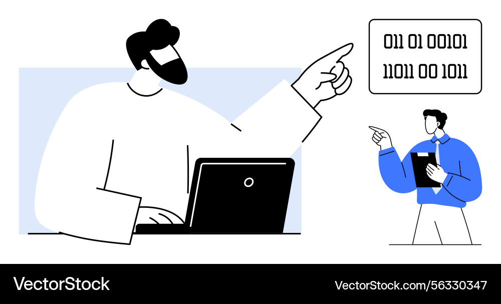 Collaboration on Binary Code Development vector image