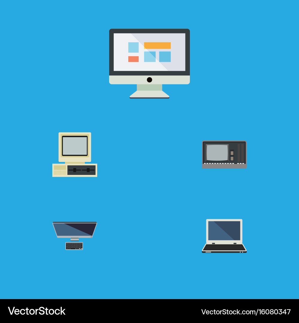 Flat icon computer set of notebook vector image