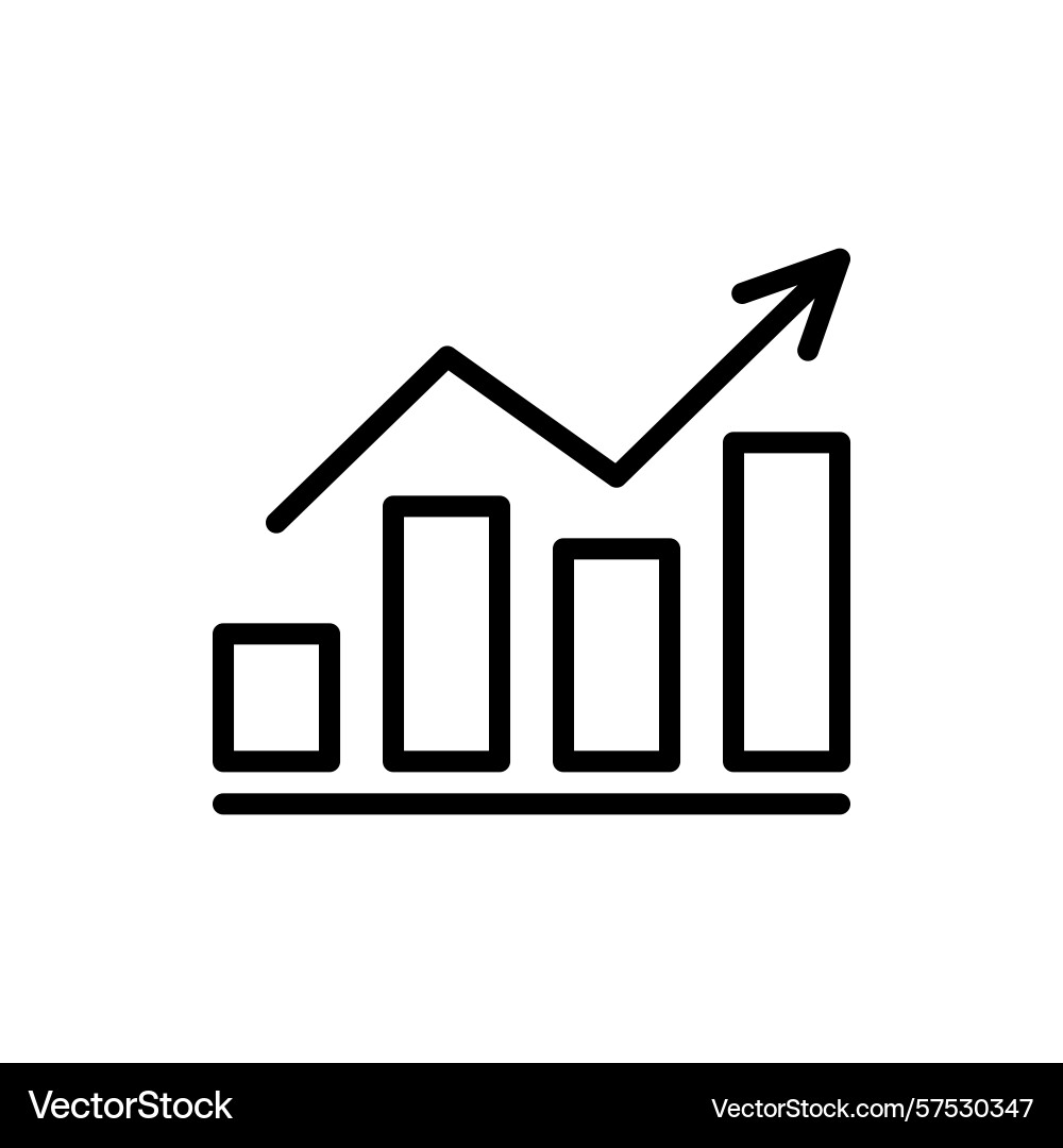 Graph growth with arrow up line chart icon Graph growth with arrow up line chart icon vector image