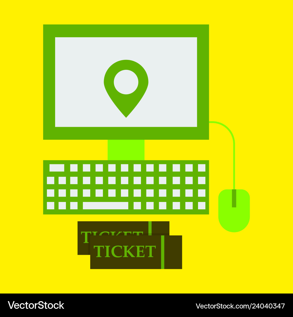 Hand pointing gps map incomputer with ticket Hand pointing gps map incomputer with ticket Vector Image