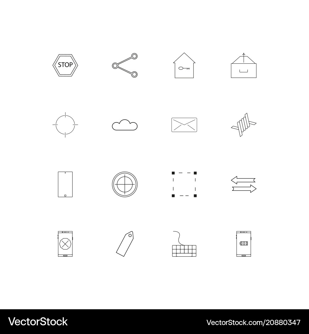 Internet technologies linear thin icons set vector image