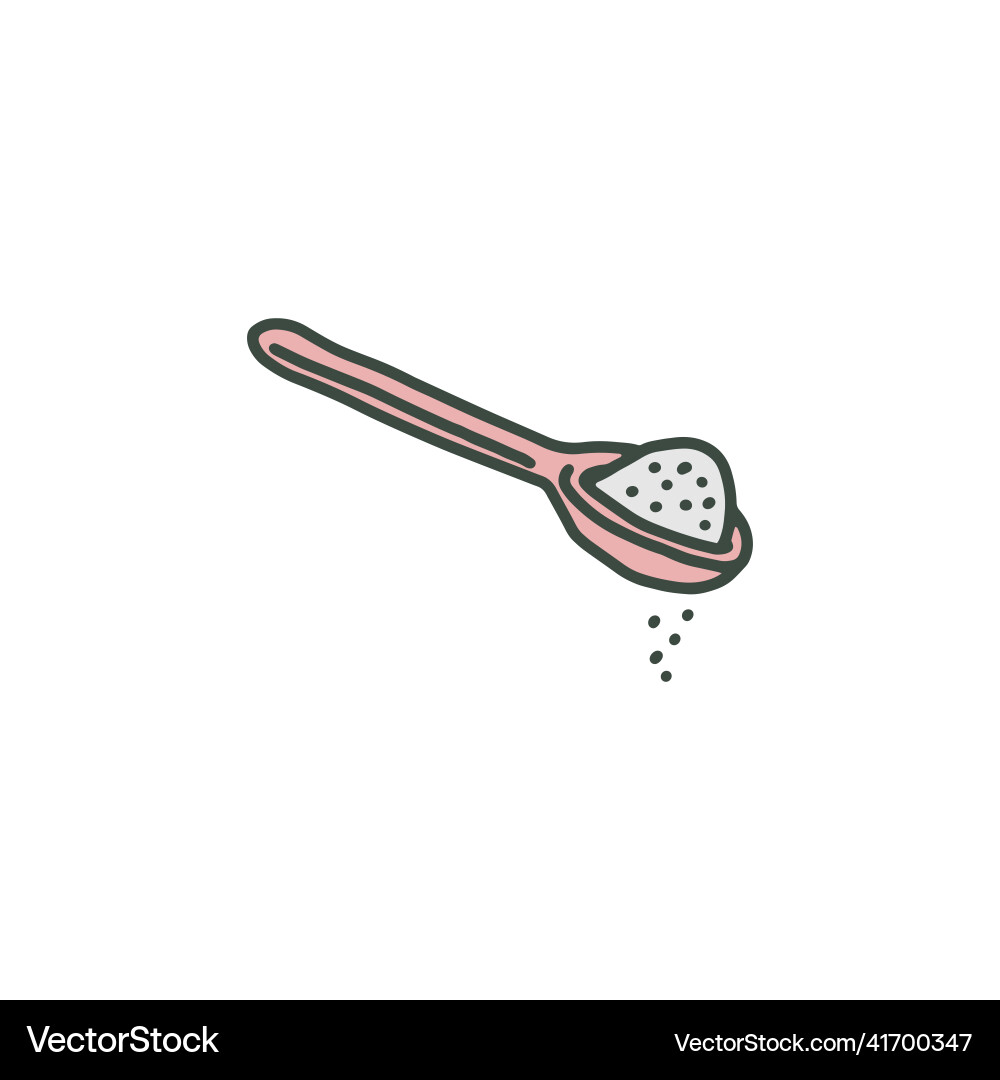 Löffel mit Zuckersalz oder Mehl von Hand gezogen Löffel mit Zuckersalz oder Mehl von Hand gezogen Vektorbild