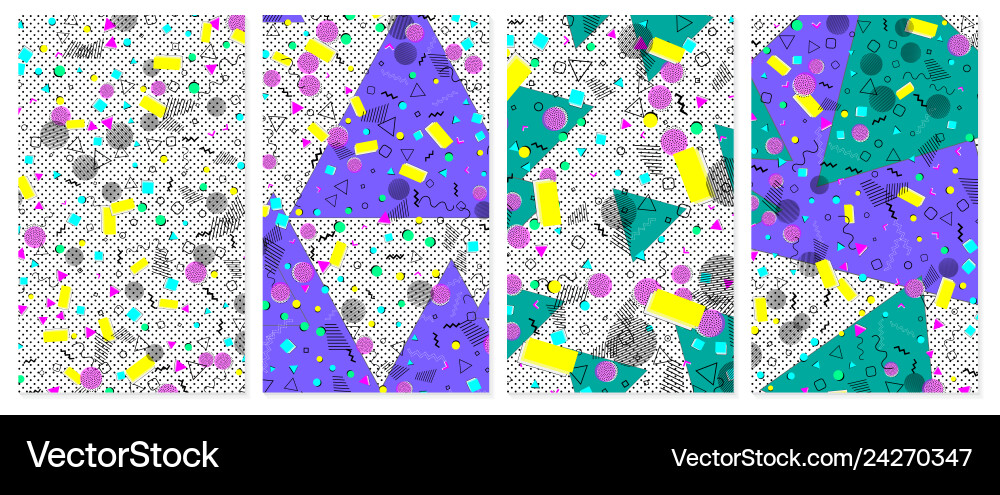 Pop art color background set of memphis pattern Pop art color background set of memphis pattern vector image