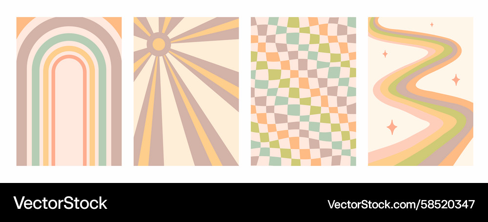 Retro Psychedelic Pattern Set Vector Image