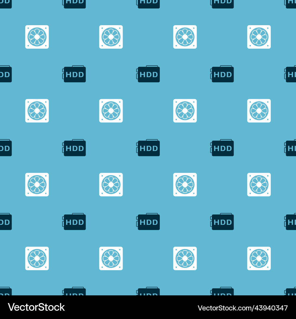 Set hard disk drive hdd and computer cooler vector image