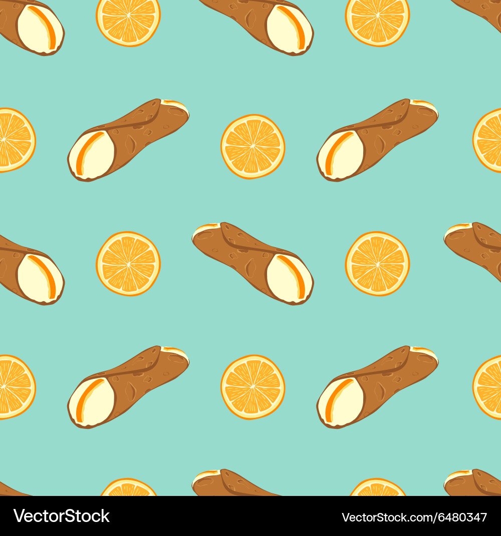 Sicilian Cannoli Dessert Pattern Vector Image