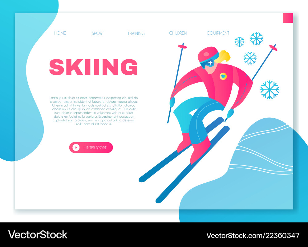 Speed skiing winter sport design template Speed skiing winter sport design template vector image