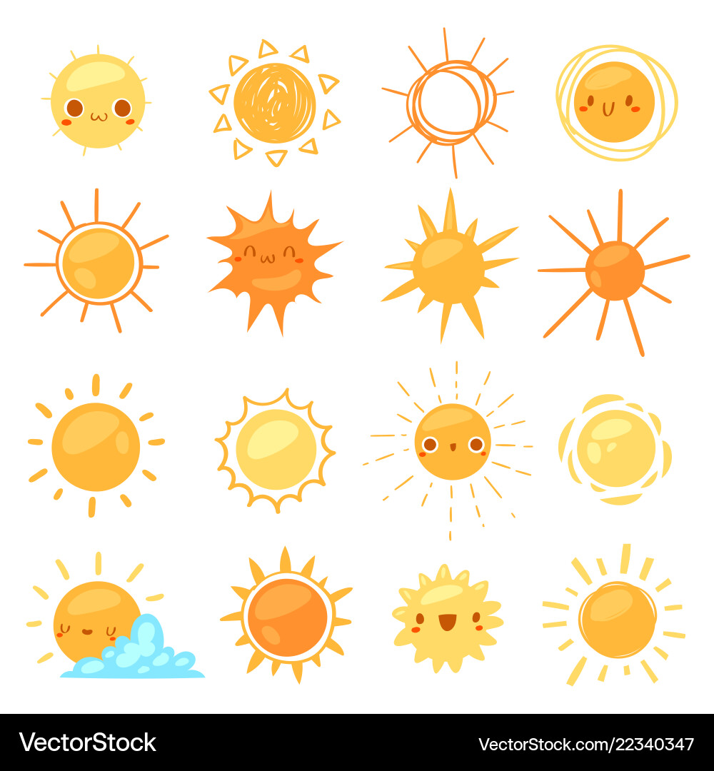 Sun sunny icon with yellow sunlight vector image