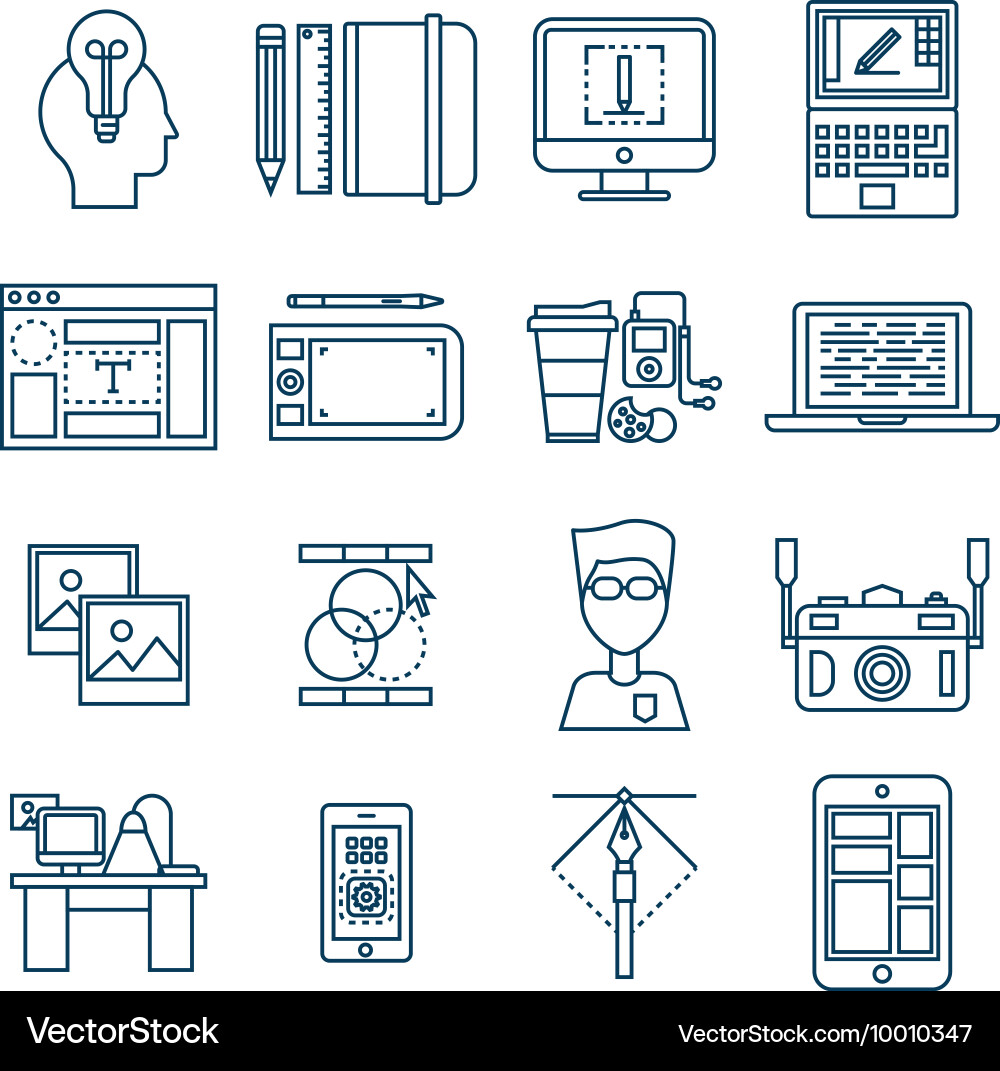 Web design linear icons vector image