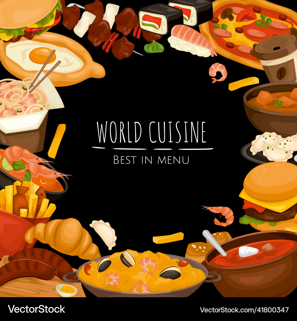 World cuisine frame composition vector image