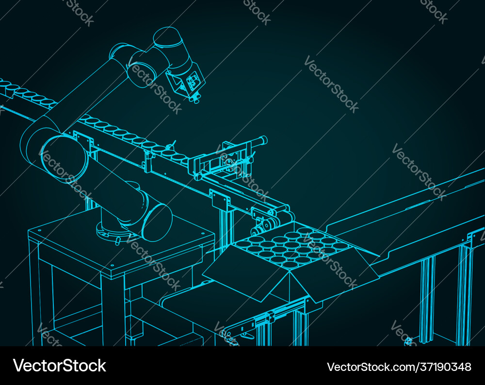 Automated factory line drawing Automated factory line drawing vector image