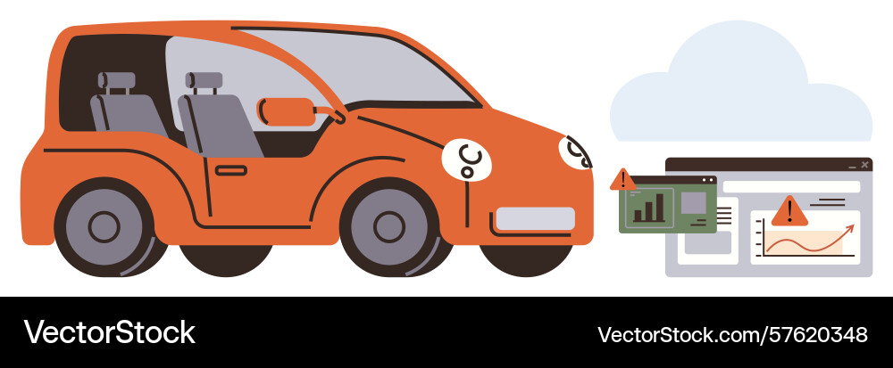 Autonomous car with error alerts displayed Autonomous car with error alerts displayed vector image