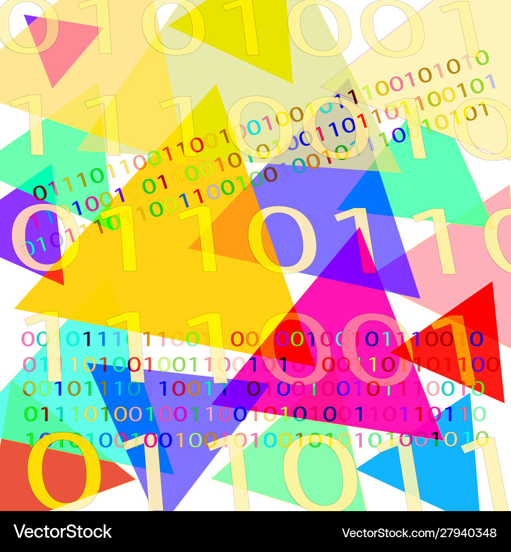 Binary code and triangles vector image