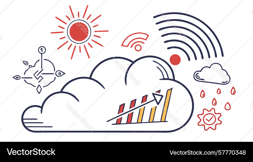 Cloud analytics wireless data processing vector image