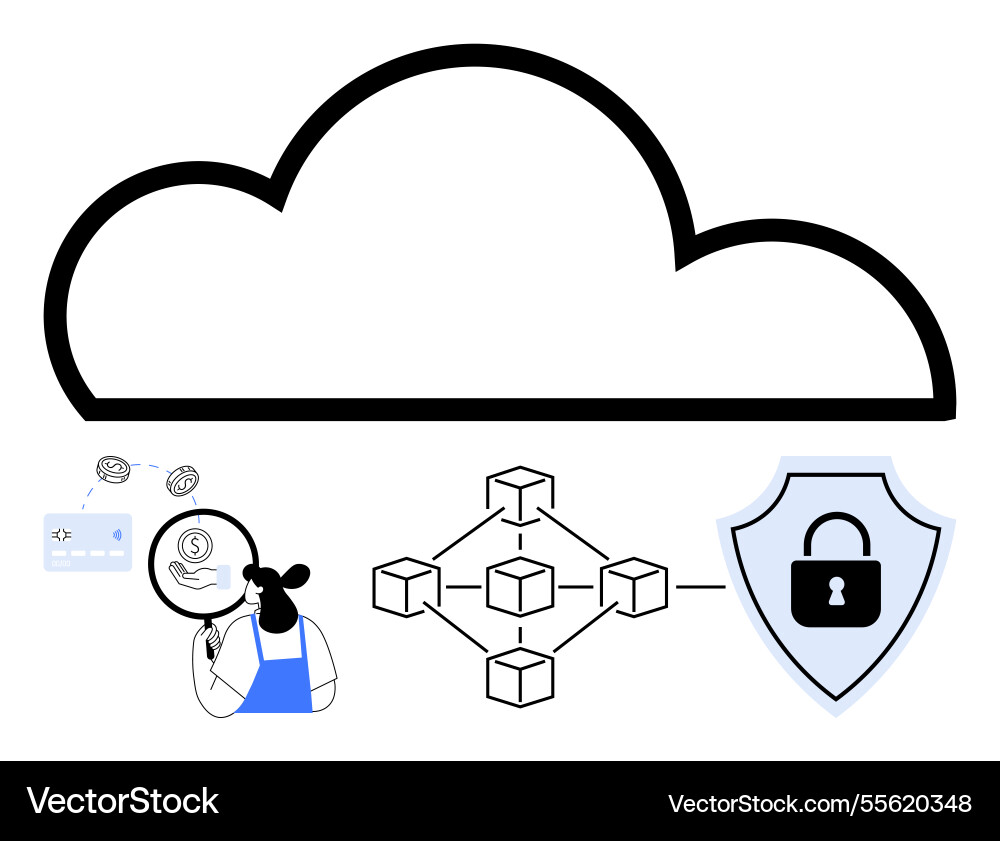 Cloud Computing mit Datensicherheitsblockchain Cloud Computing mit Datensicherheitsblockchain Vektorbild