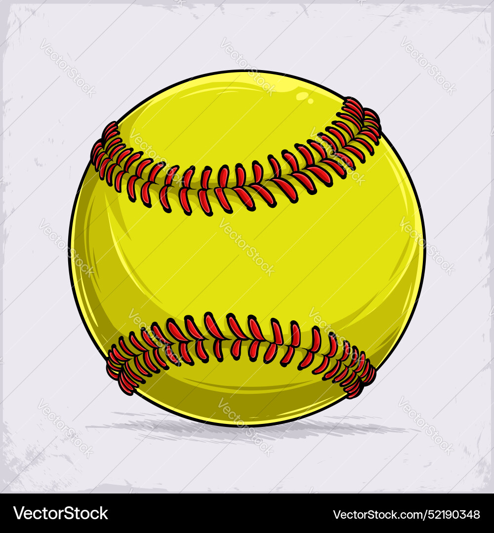 Hand gezeichneter Sport Softball Ball einfach gelb Hand gezeichneter Sport Softball Ball einfach gelb vektorbild