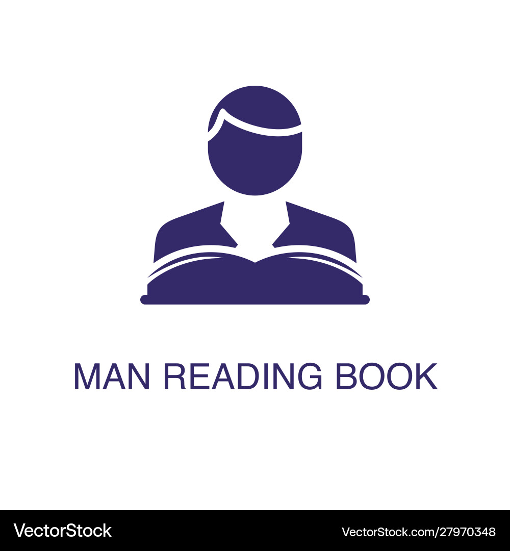 Man reading book element in flat simple style vector image